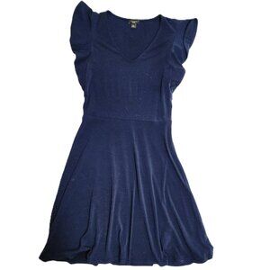 Ann Taylor Factory Women Size XXSP Navy V Neck Flutter Sleeve A Line Dress